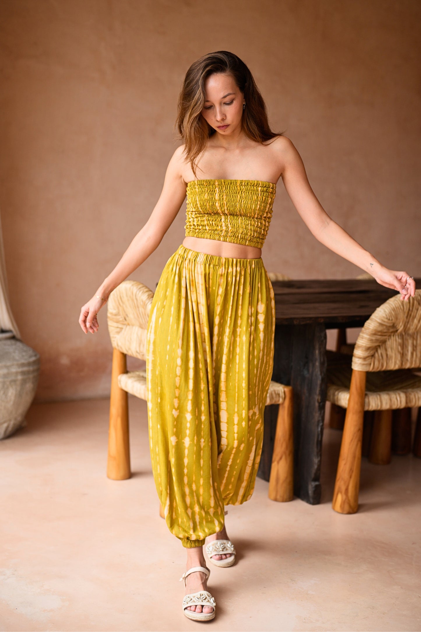 Jane Balloon Pants With Matching Tube Top Set in Lemongrass