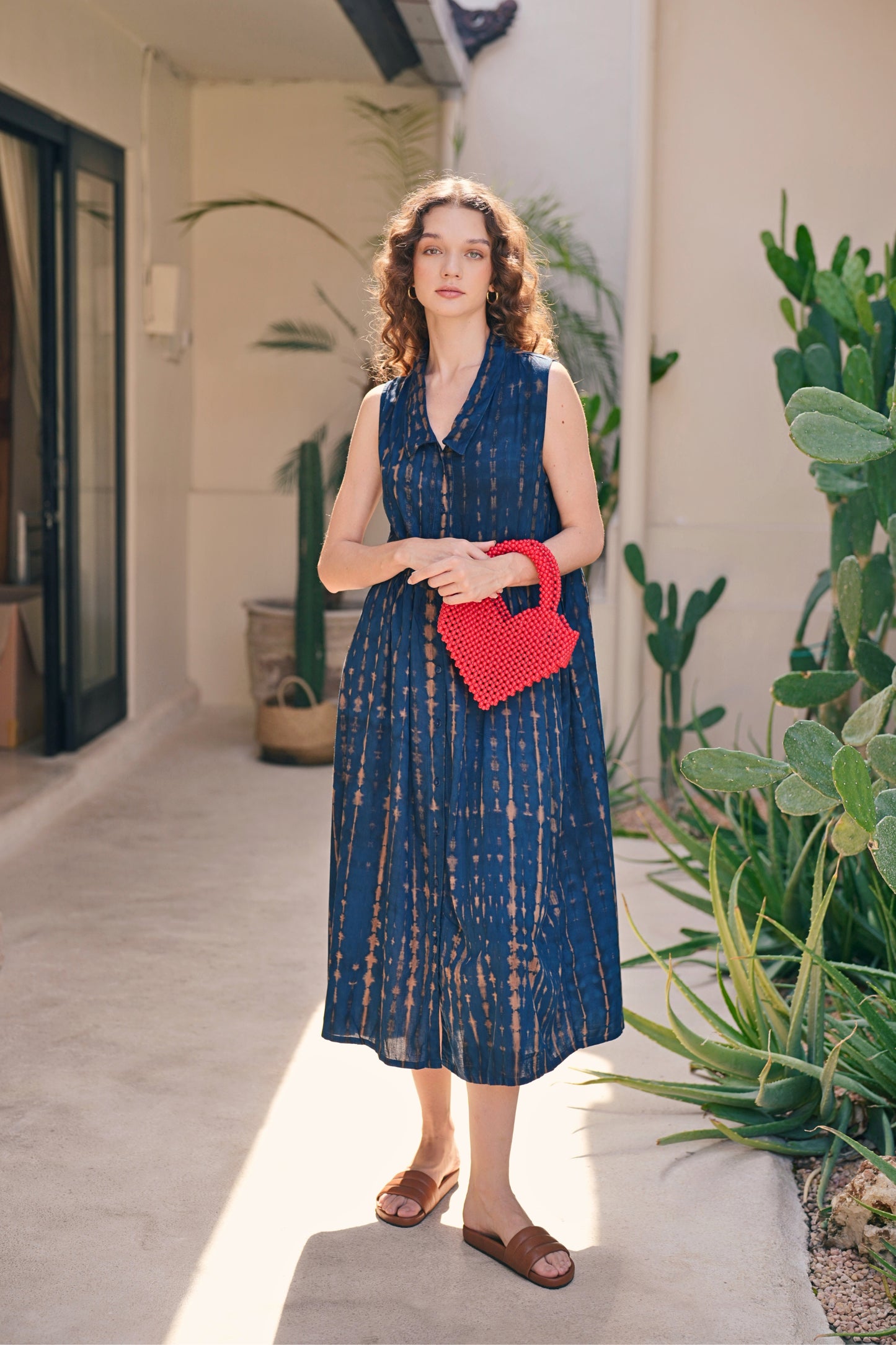 Tina Midi Dress in Ocean Blue