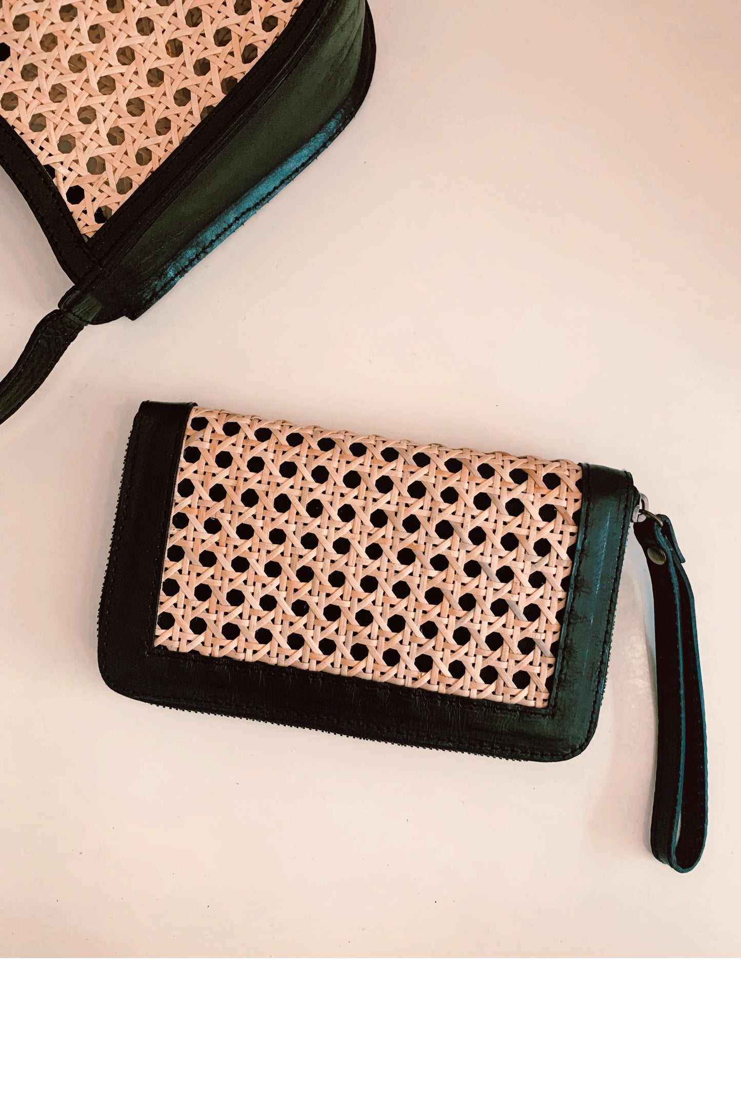 Lina Rattan and Leather Wallet