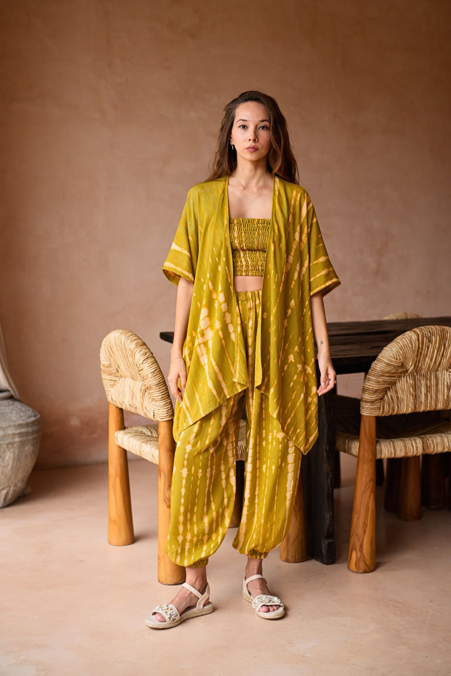 Angela Short Kimono Duster in Lemongrass