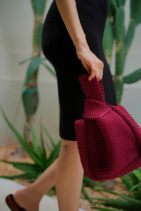 Mackenzie Knit Clutch in Maroon