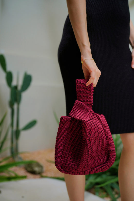 Mackenzie Knit Clutch in Maroon