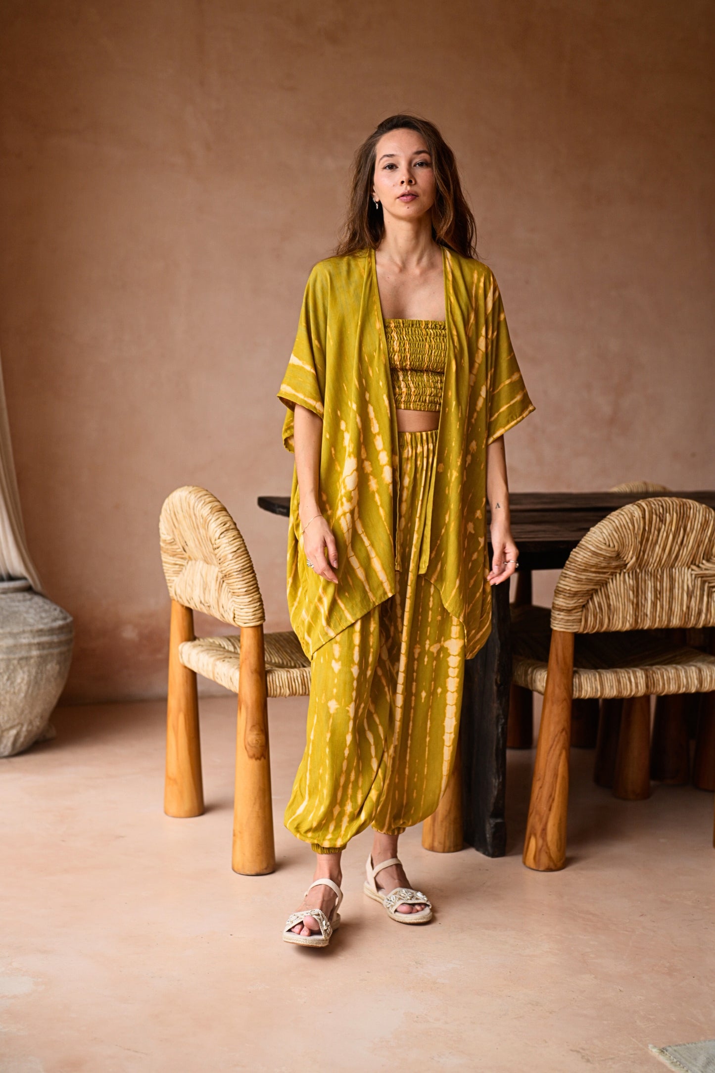 Angela Short Kimono Duster in Lemongrass