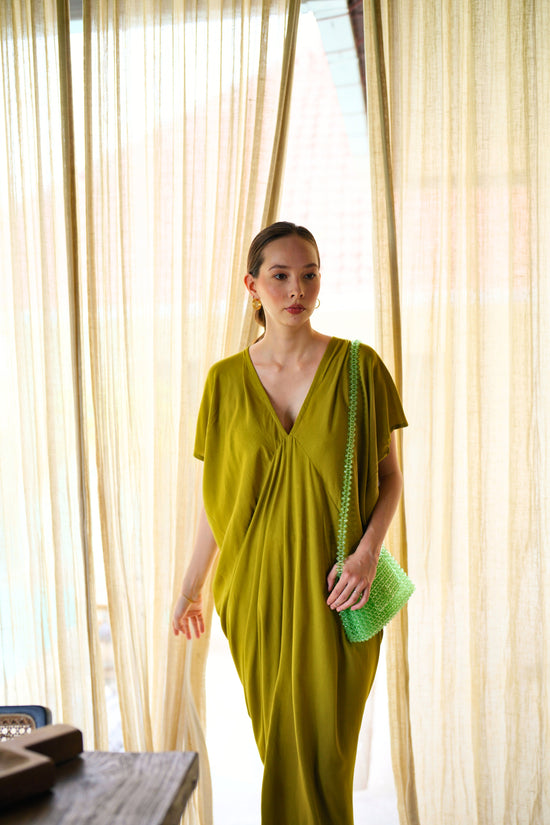 Madella Kaftan Dress in Lime Green