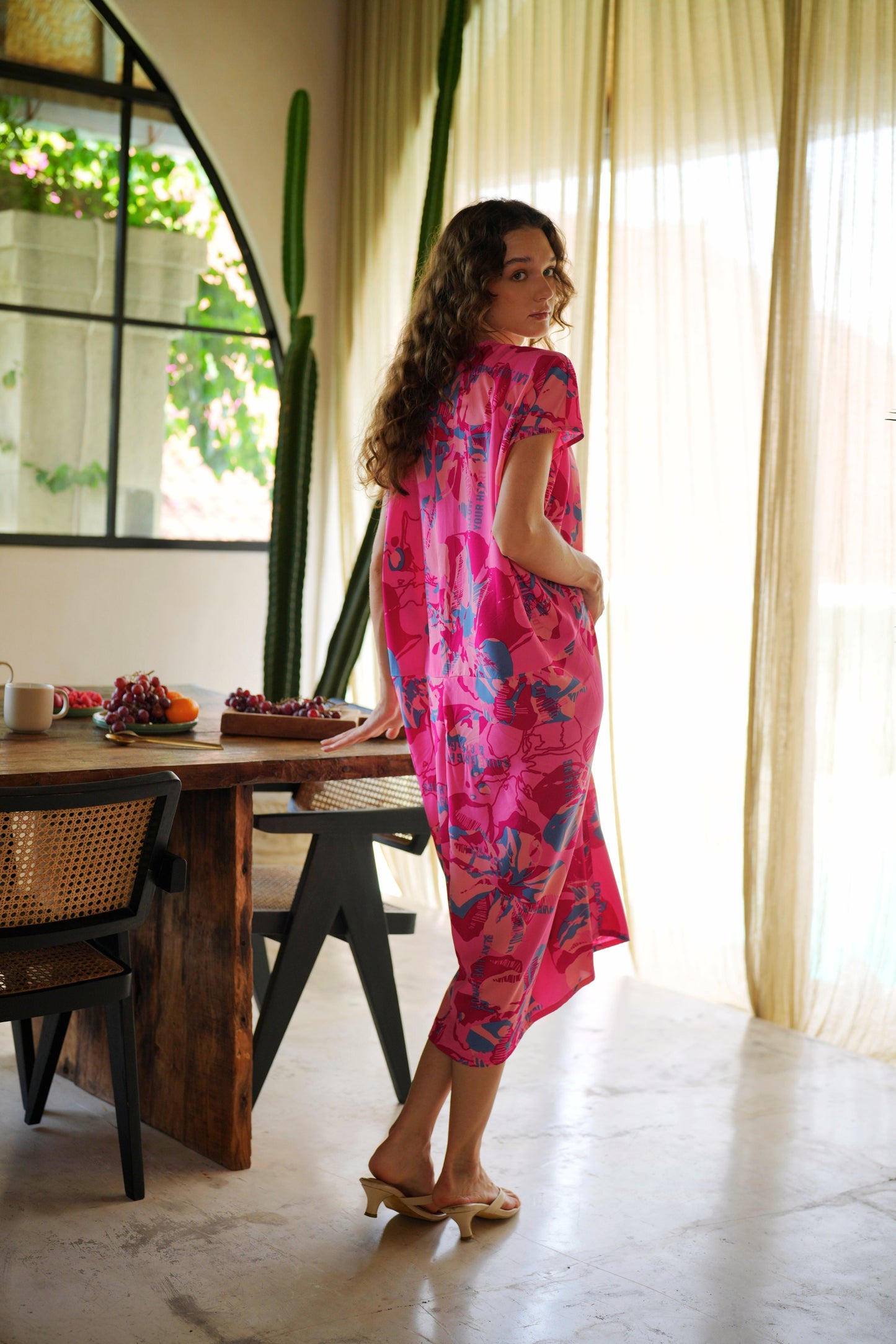 Load image into Gallery viewer, Madella Kaftan Dress in Pink Floral
