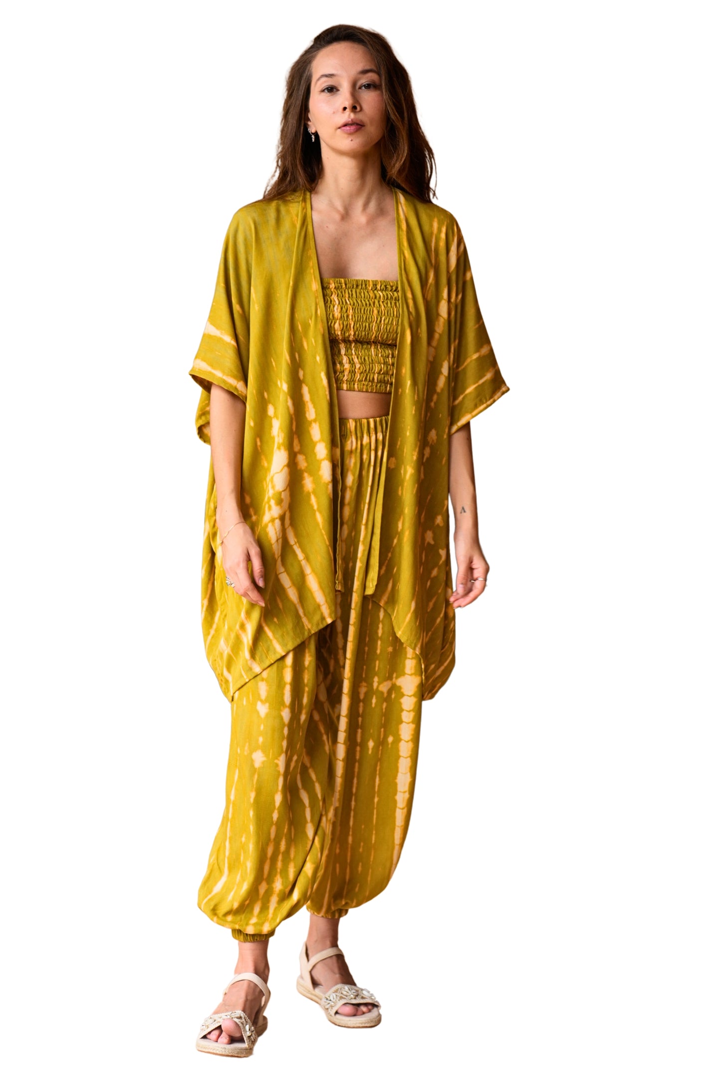Angela Short Kimono Duster in Lemongrass