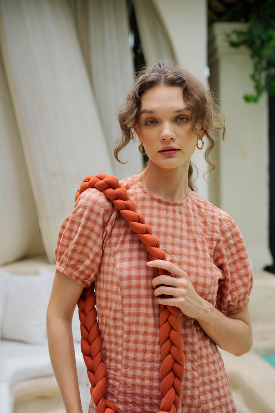 Load image into Gallery viewer, Zoey Cable Knit Shoulder Bag In Terracotta
