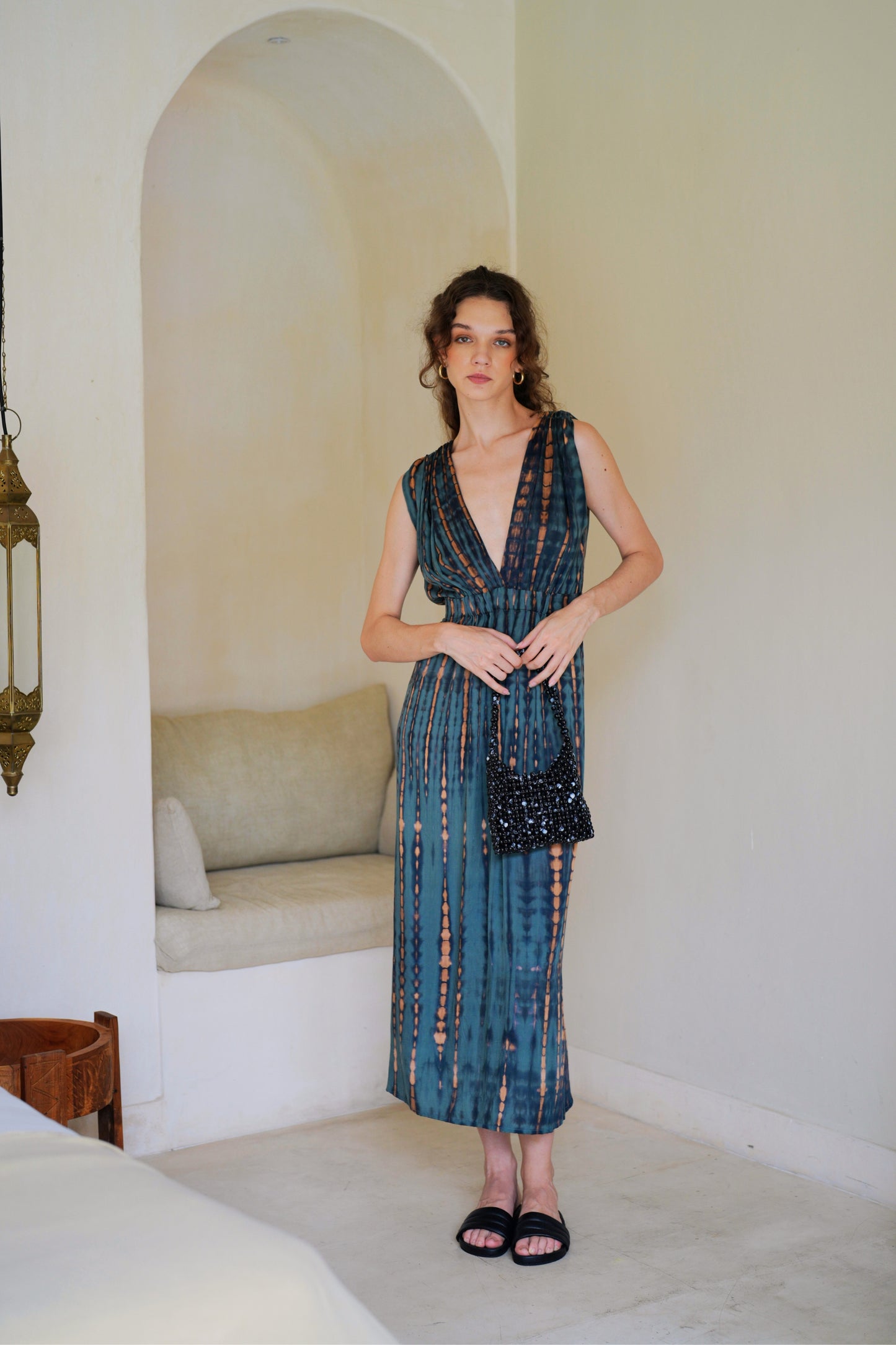 Clara Maxi Slip Dress in Deep Sea Blue