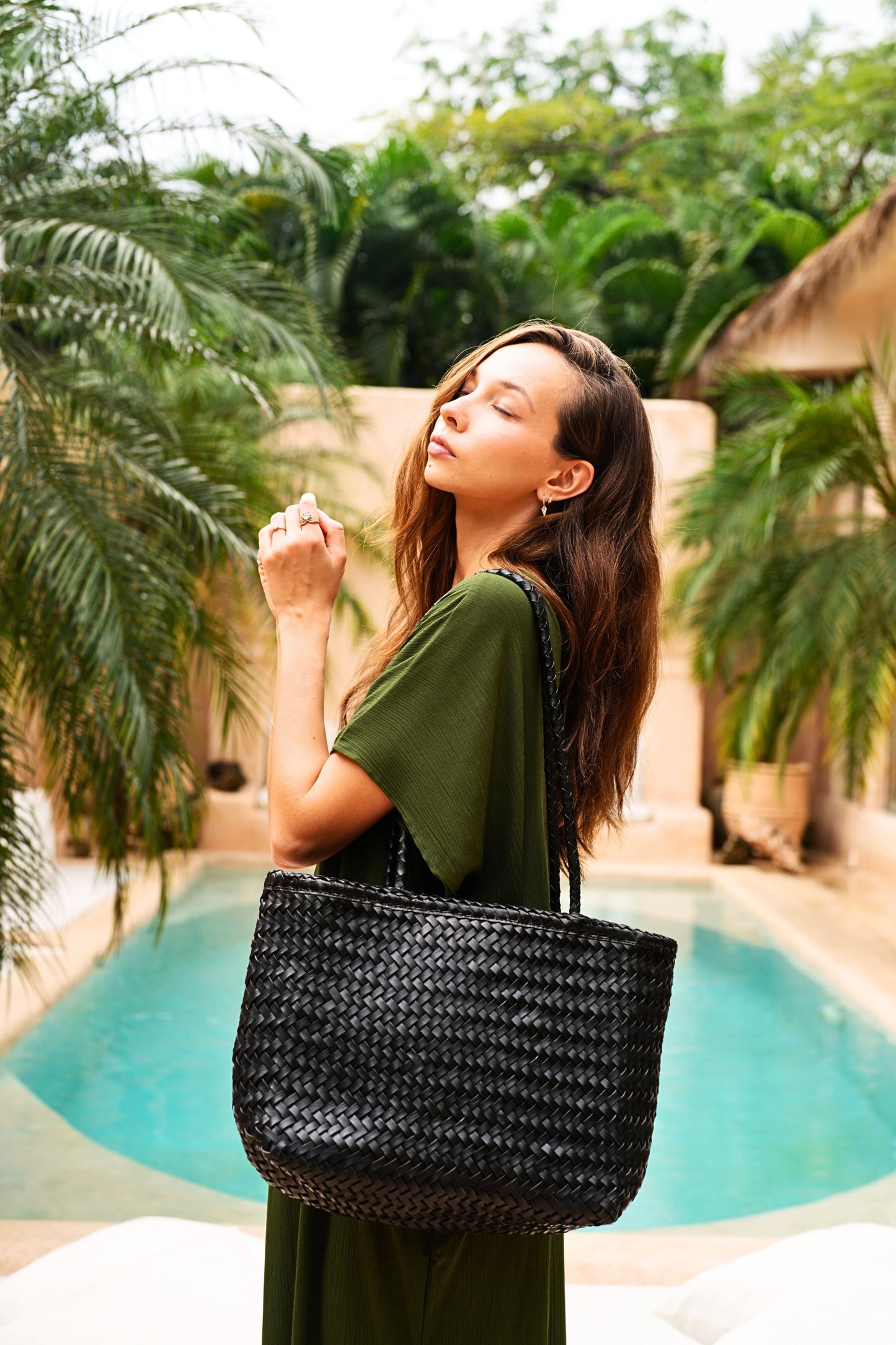 Garcia Artisan Handwoven Leather Tote in Black