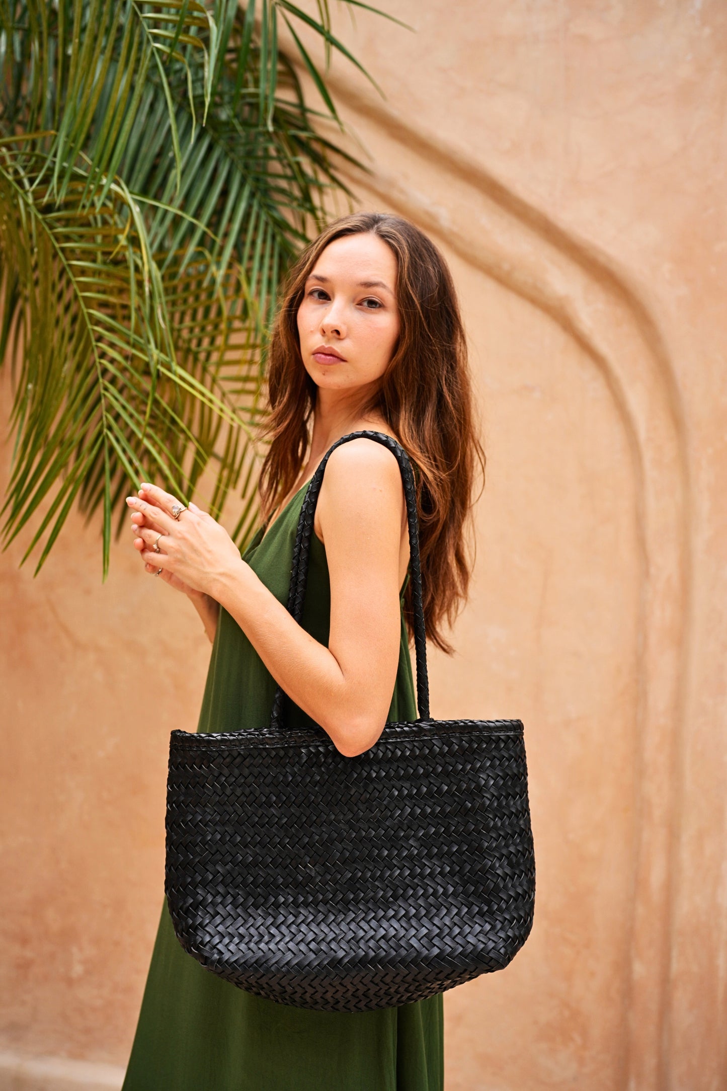 Garcia Artisan Handwoven Leather Tote in Black