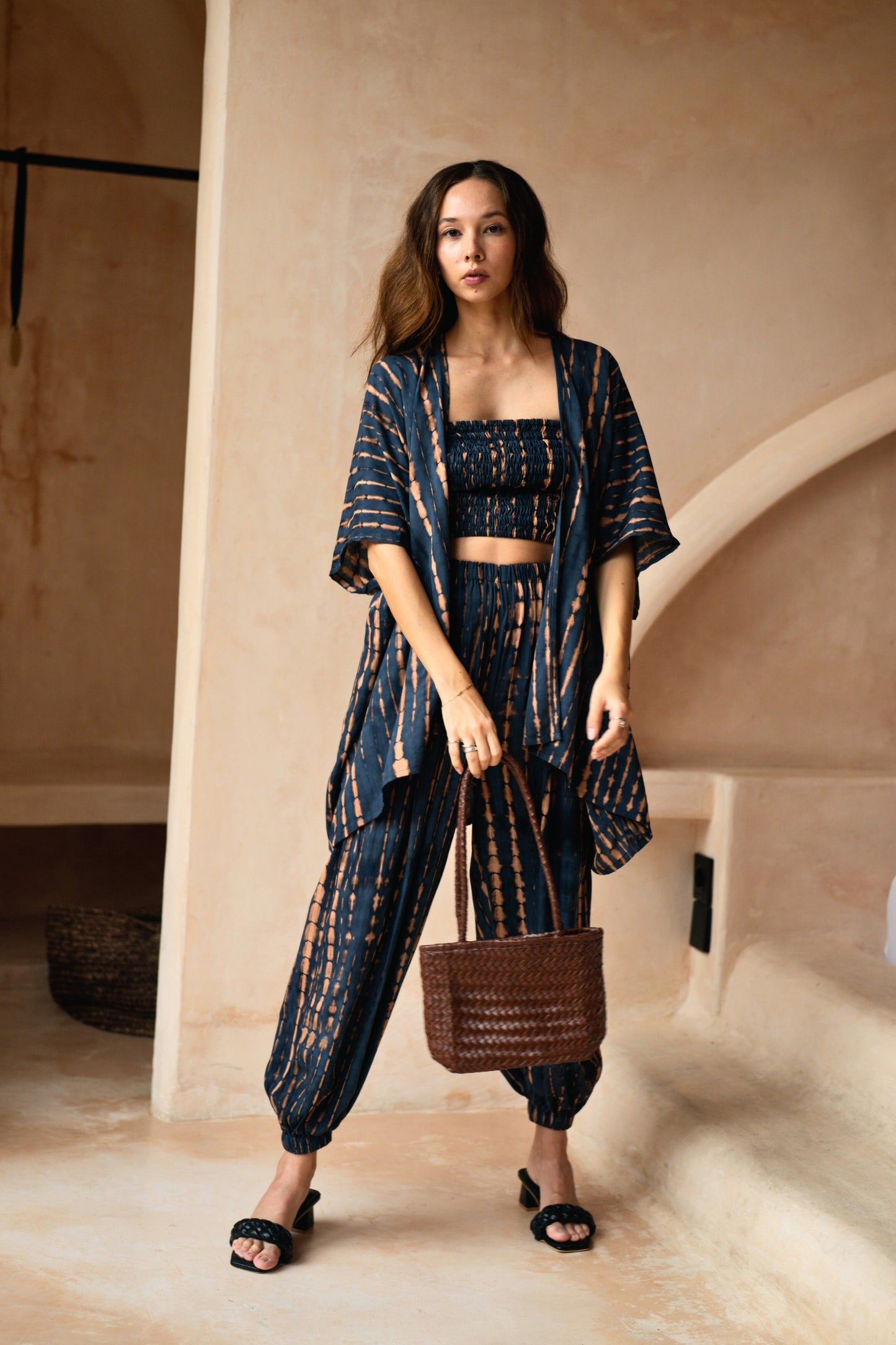 Maria Artisan Handwoven Leather Mini Tote in Brown