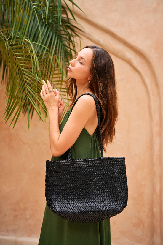 Garcia Artisan Handwoven Leather Tote in Black