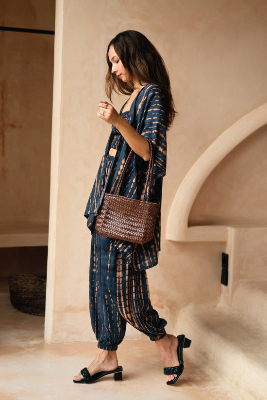 Maria Artisan Handwoven Leather Mini Tote in Brown