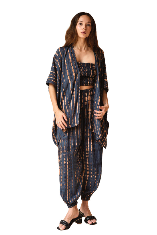 Angela Short Kimono Duster in Deep Sea Blue