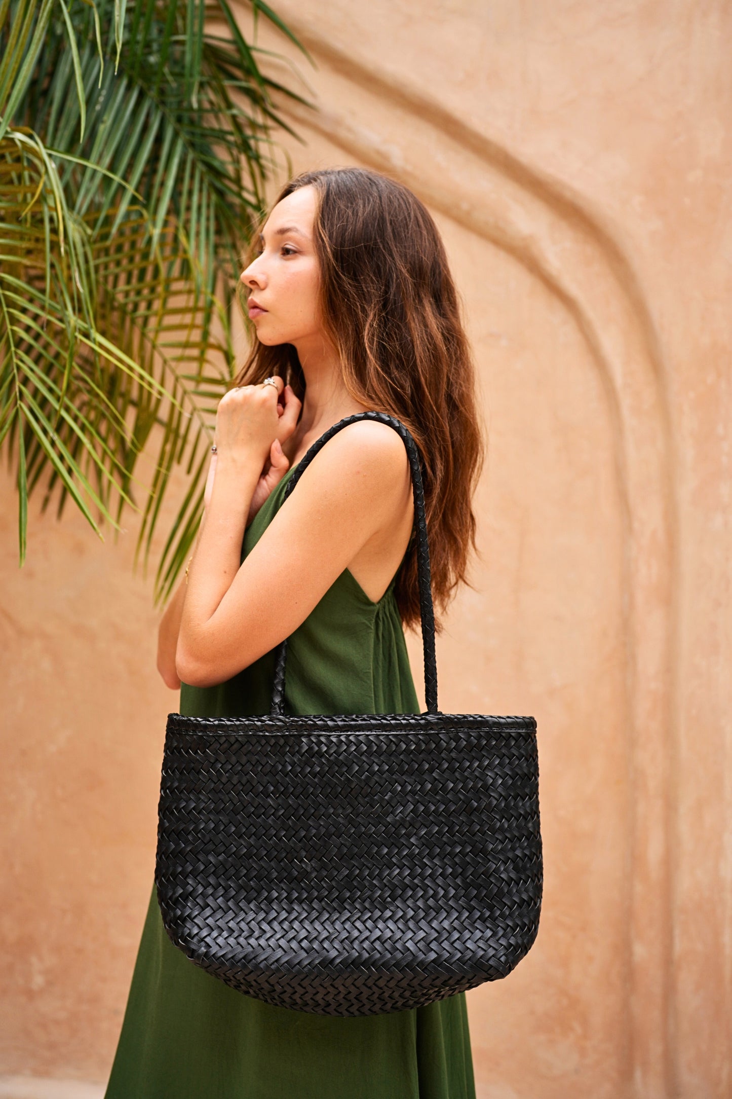 Garcia Artisan Handwoven Leather Tote in Black