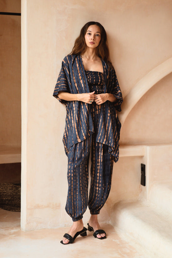 Angela Short Kimono Duster in Deep Sea Blue