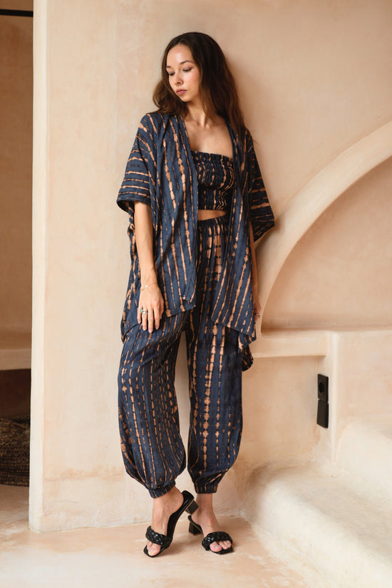 Angela Short Kimono Duster in Deep Sea Blue