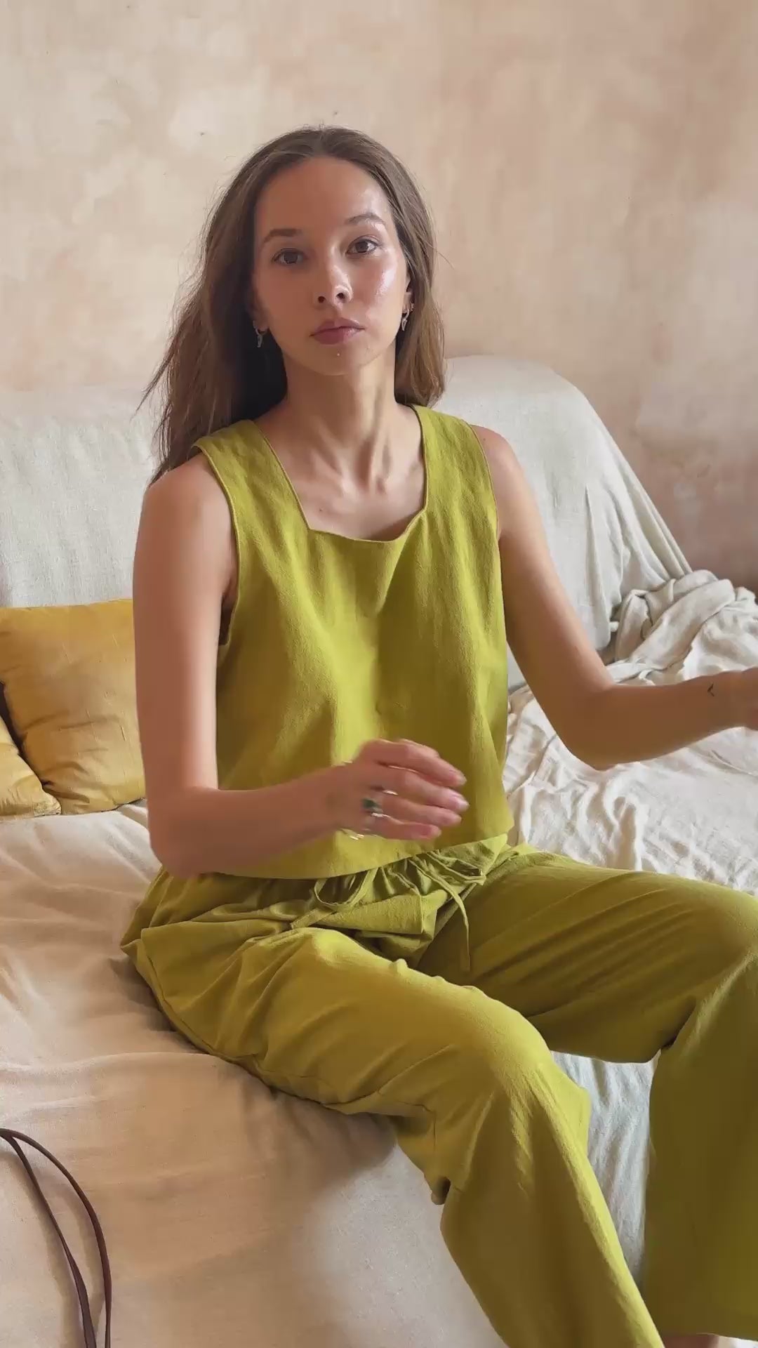 Load and play video in Gallery viewer, Becca Linen top in Lemongrass
