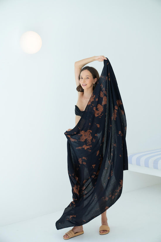 Martha Beach Hand Dyed Sarong in Black