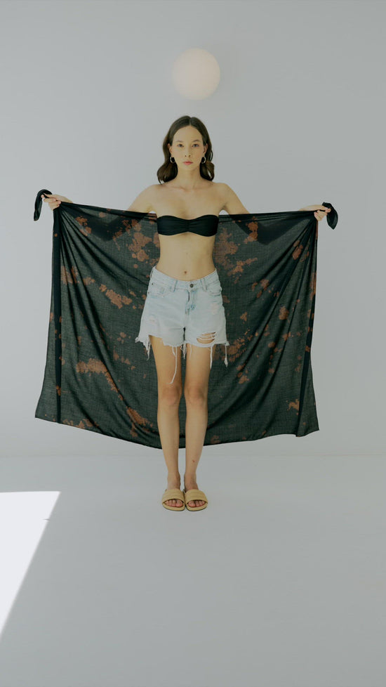 Load and play video in Gallery viewer, Martha Beach Hand Dyed Sarong in Black
