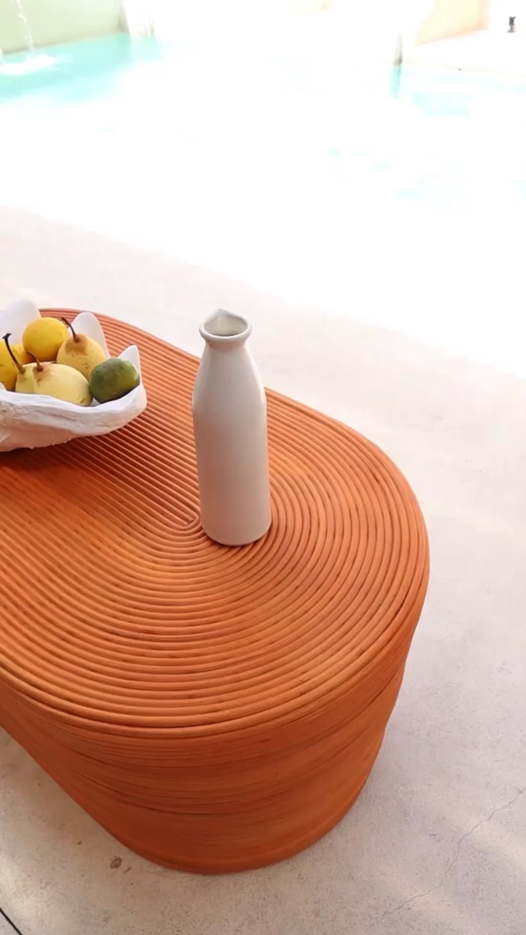 Load and play video in Gallery viewer, Joyce Organic Rattan Oval Shape Sofa and Matching Coffee Table Bundle
