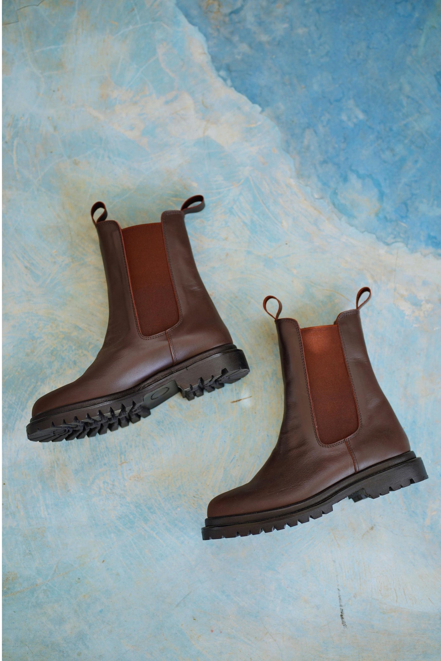 Jordyn Chelsea Leather Boots in Dark Brown