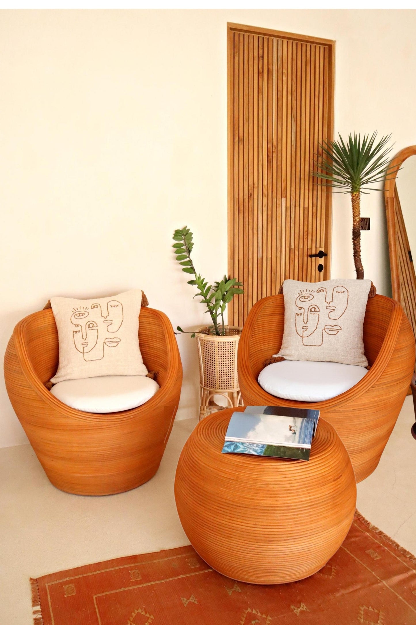 Load image into Gallery viewer, Joyce Rattan Lounge Chairs and Matching Coffee Table 3 Pieces Bundle
