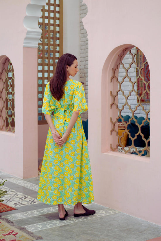 Aubrey Floral Wrap Top in Yellow Garden