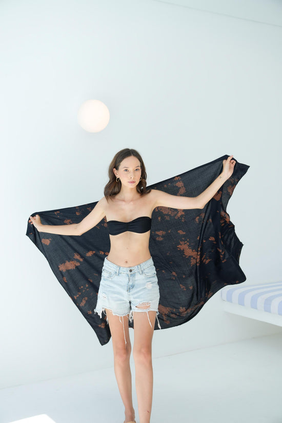 Load image into Gallery viewer, Martha Beach Hand Dyed Sarong in Black
