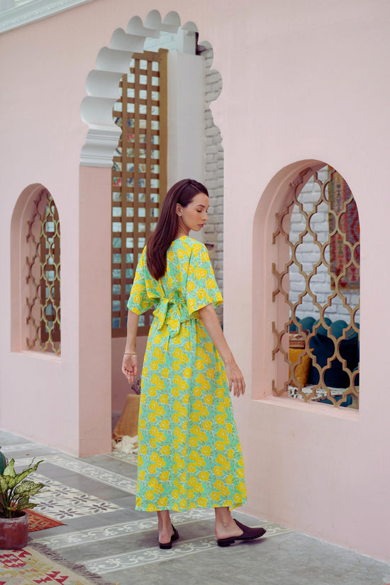 Aubrey Floral Wrap Top in Yellow Garden