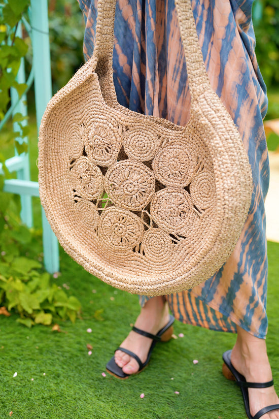 Adeline Premium Raffia Round Oversized Tote