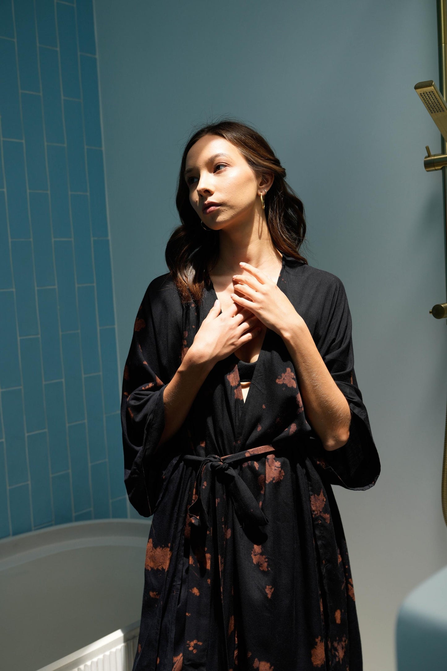 Alaia Hand Tie Dyed Kimono in Black