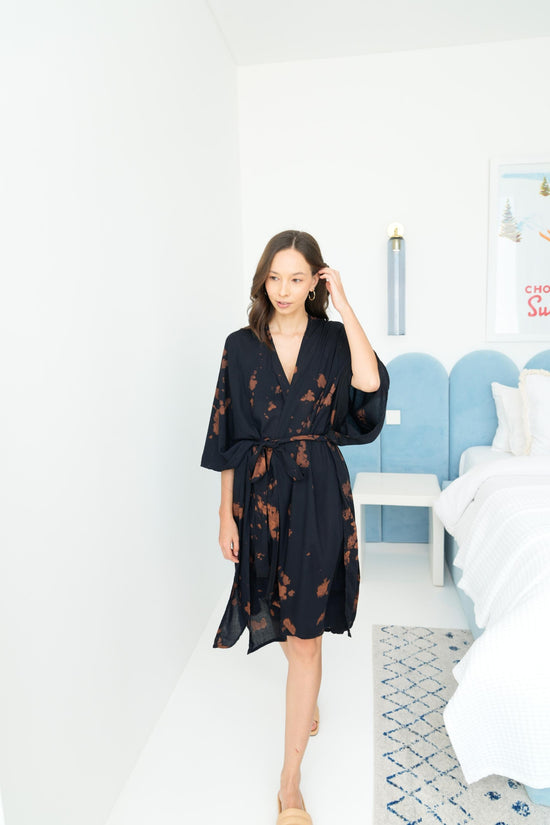 Alaia Hand Tie Dyed Kimono in Black