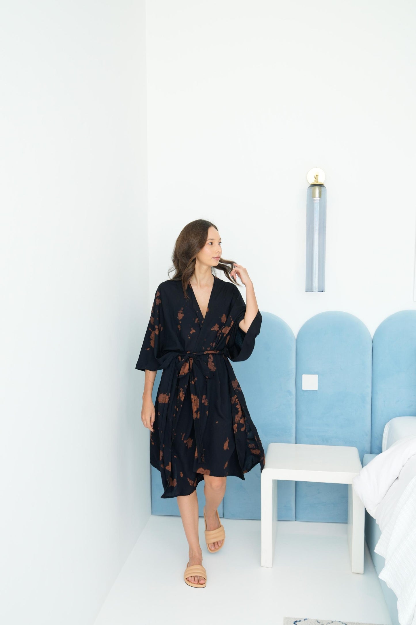 Alaia Hand Tie Dyed Kimono in Black