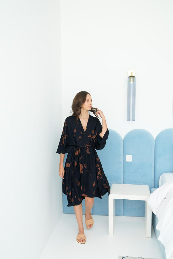 Alaia Hand Tie Dyed Kimono in Black