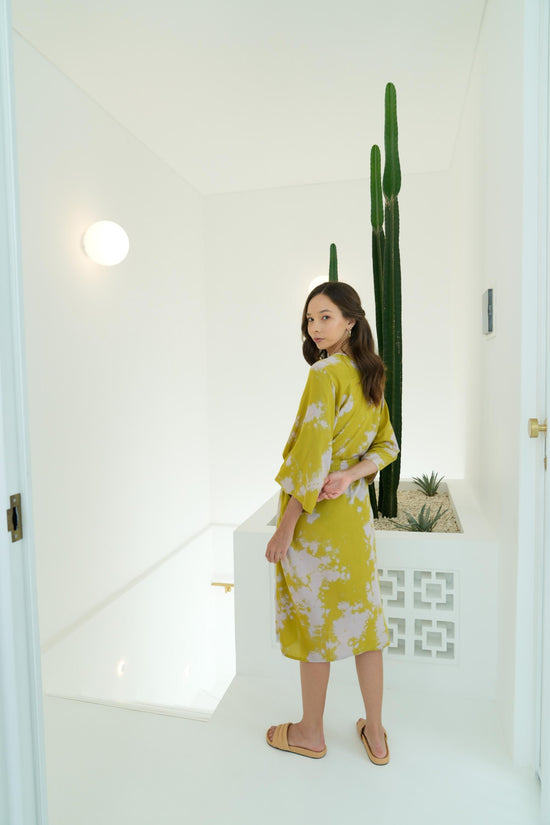 Alaia Hand Tie Dyed Kimono in Lemongrass