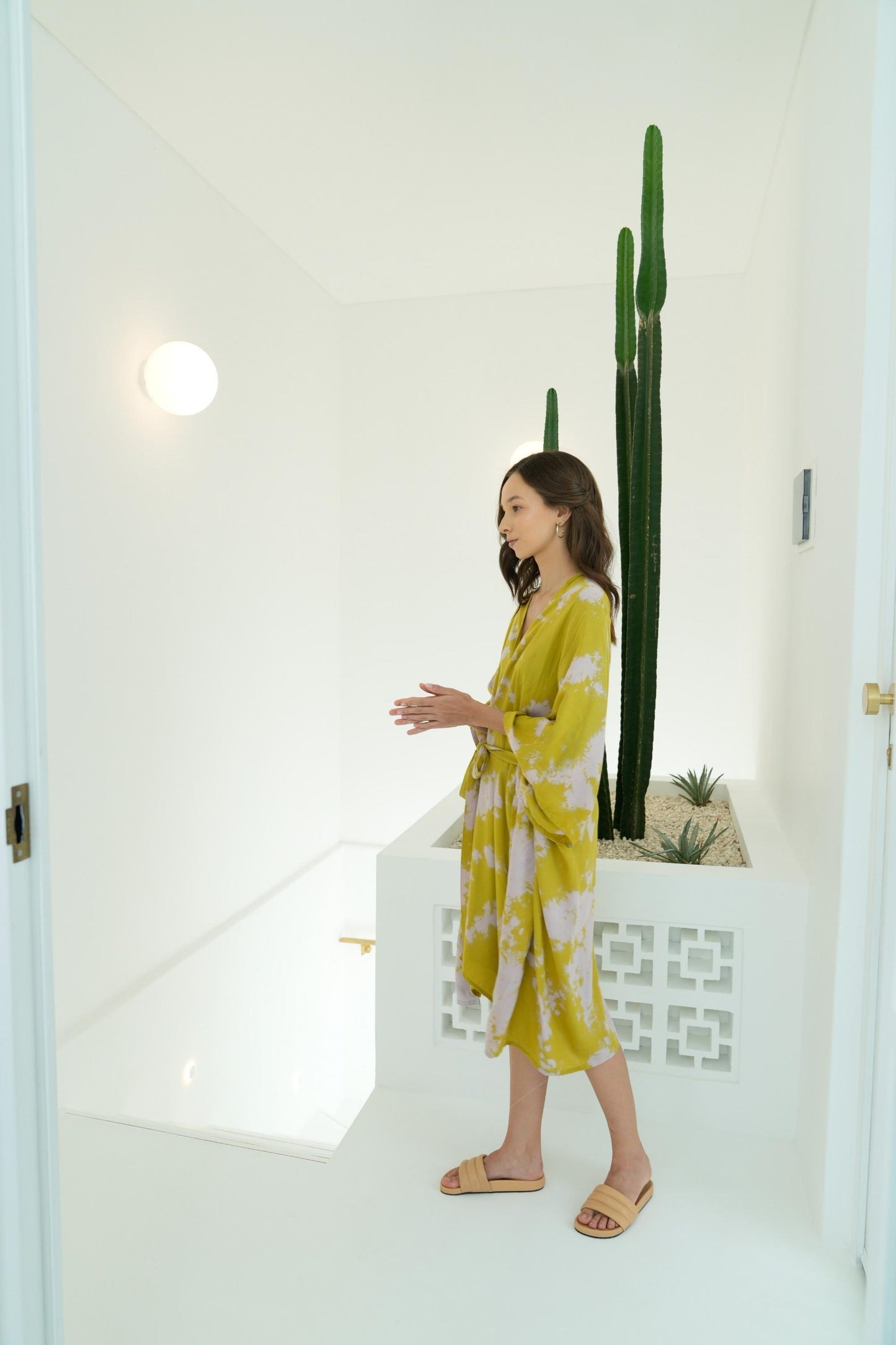 Alaia Hand Tie Dyed Kimono in Lemongrass