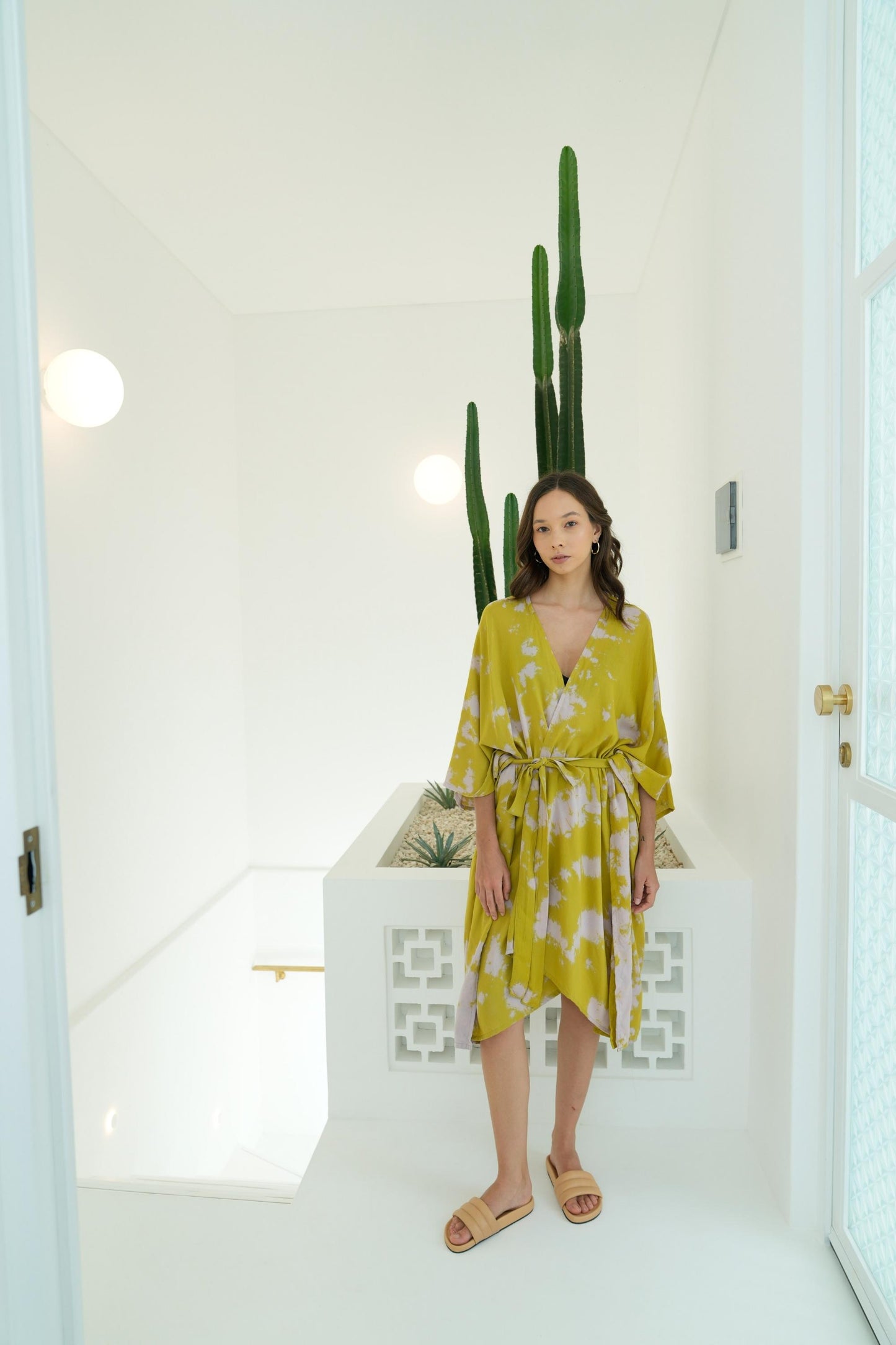 Alaia Hand Tie Dyed Kimono in Lemongrass