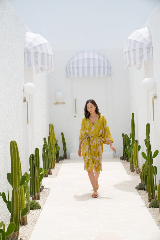 Alaia Hand Tie Dyed Kimono in Lemongrass