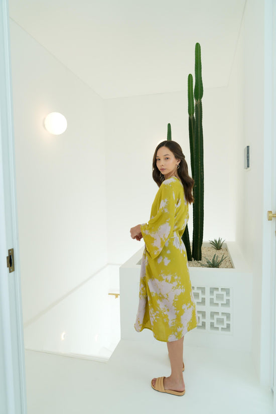 Alaia Hand Tie Dyed Kimono in Lemongrass