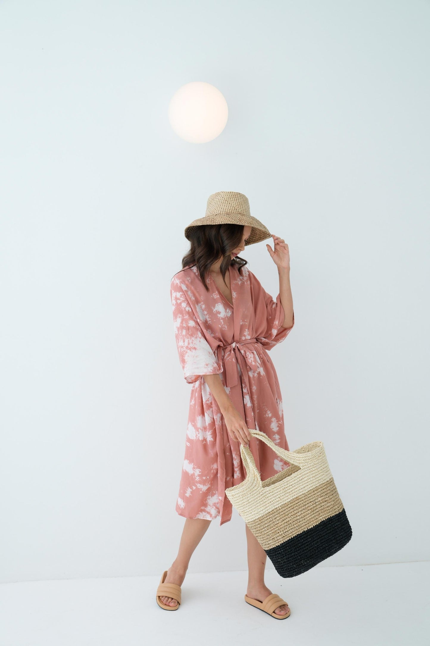 Alaia Hand Tie Dyed Kimono in Pink