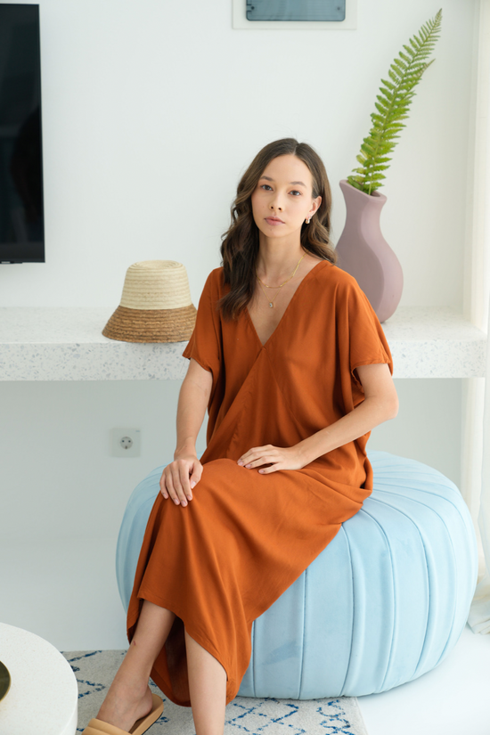 Bali Kaftan Dress in Terracotta