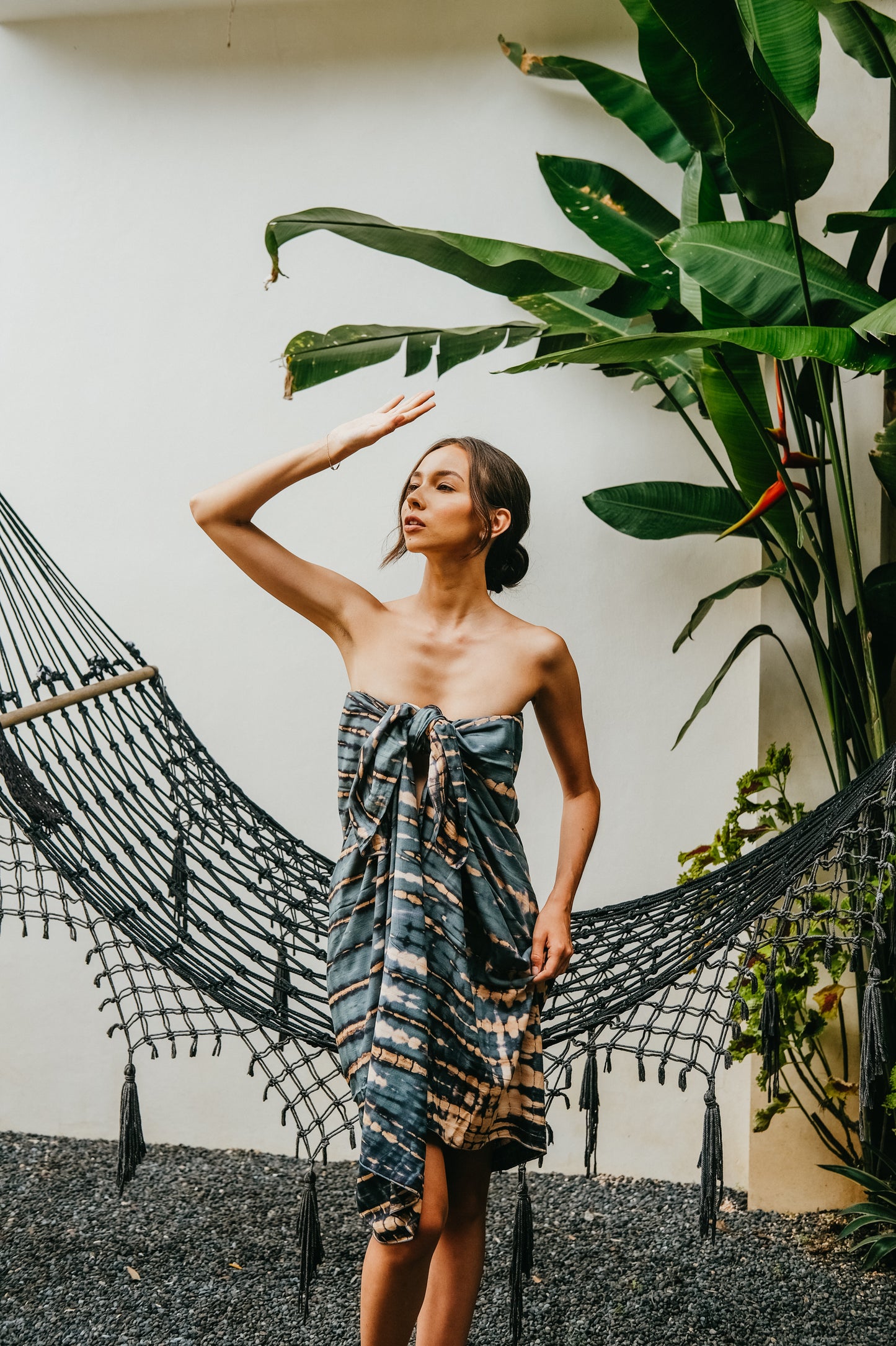 Beach Hand Dyed Sarong outfit in Deep Sea Blue