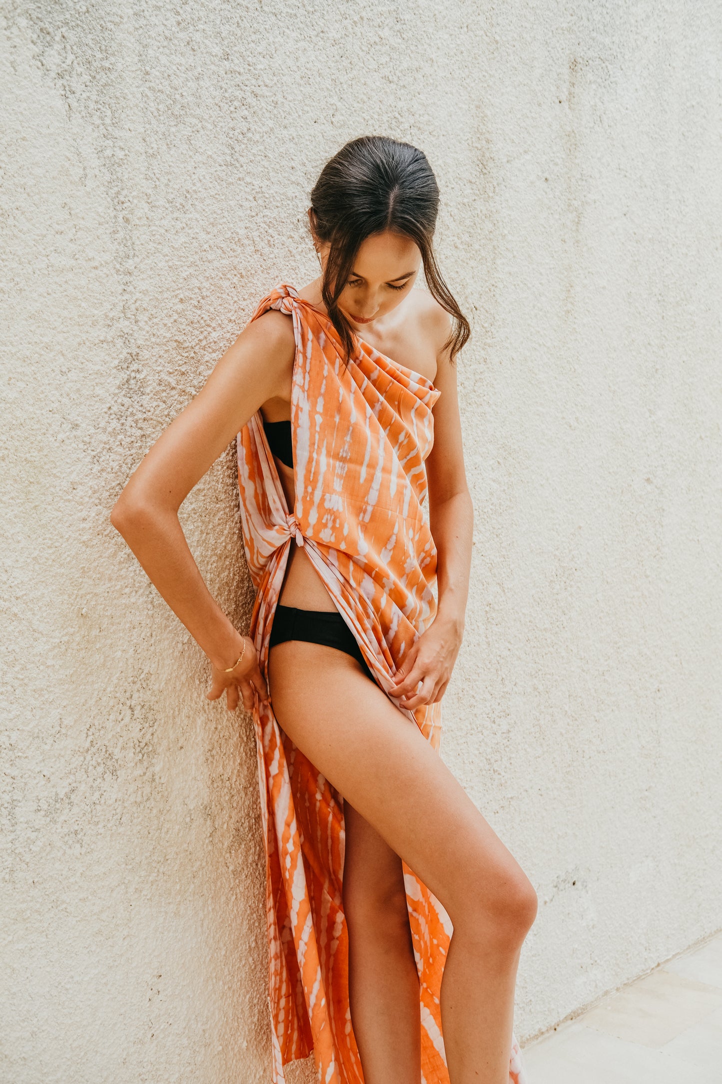 Beach Hand Dyed Sarong outfit in Coral