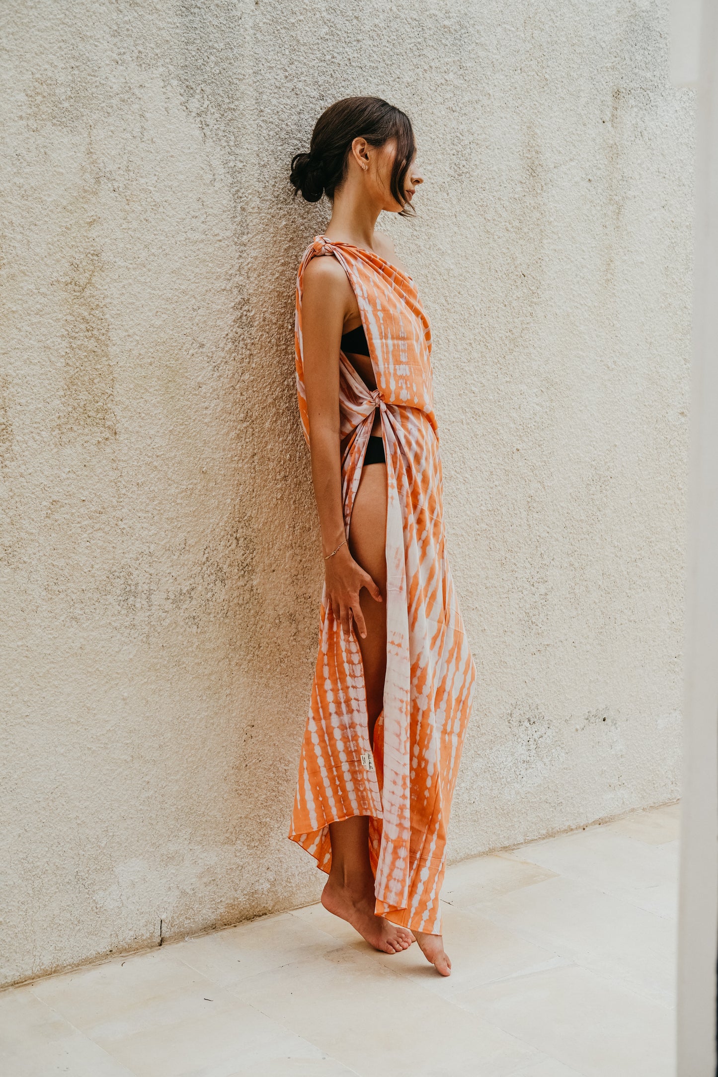 Beach Hand Dyed Sarong outfit in Coral