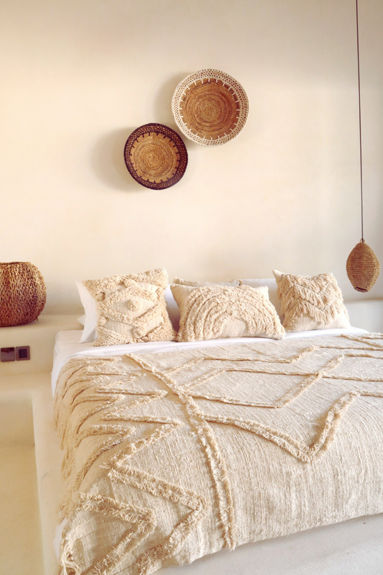 Brielle Hand-loomed Organic Cotton Throw Blanket in Cream