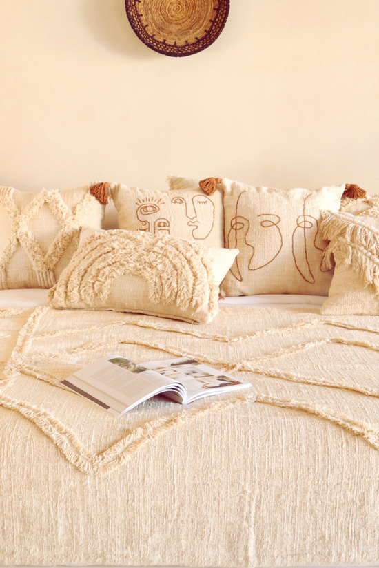 Brielle Hand-loomed Organic Cotton Throw Blanket in Cream