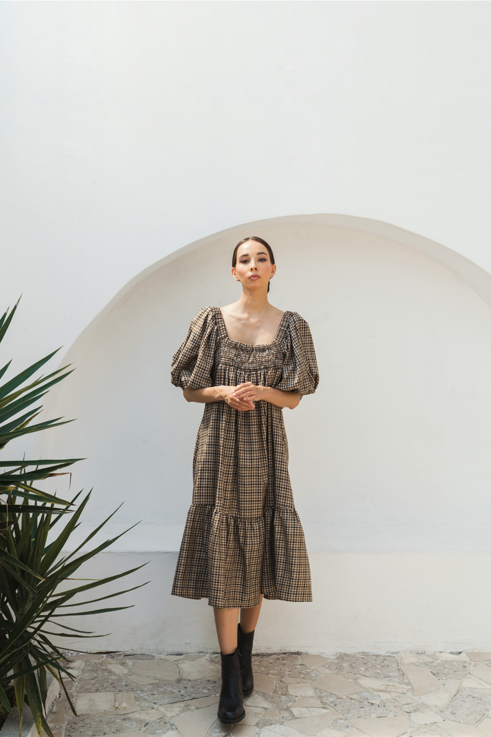knee length dresses for ladies striped off-the-shoulder oversized midi dress – ANEMONIA