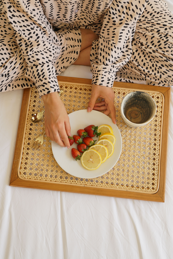 Ella Cane and Teakwood Decorative Tray