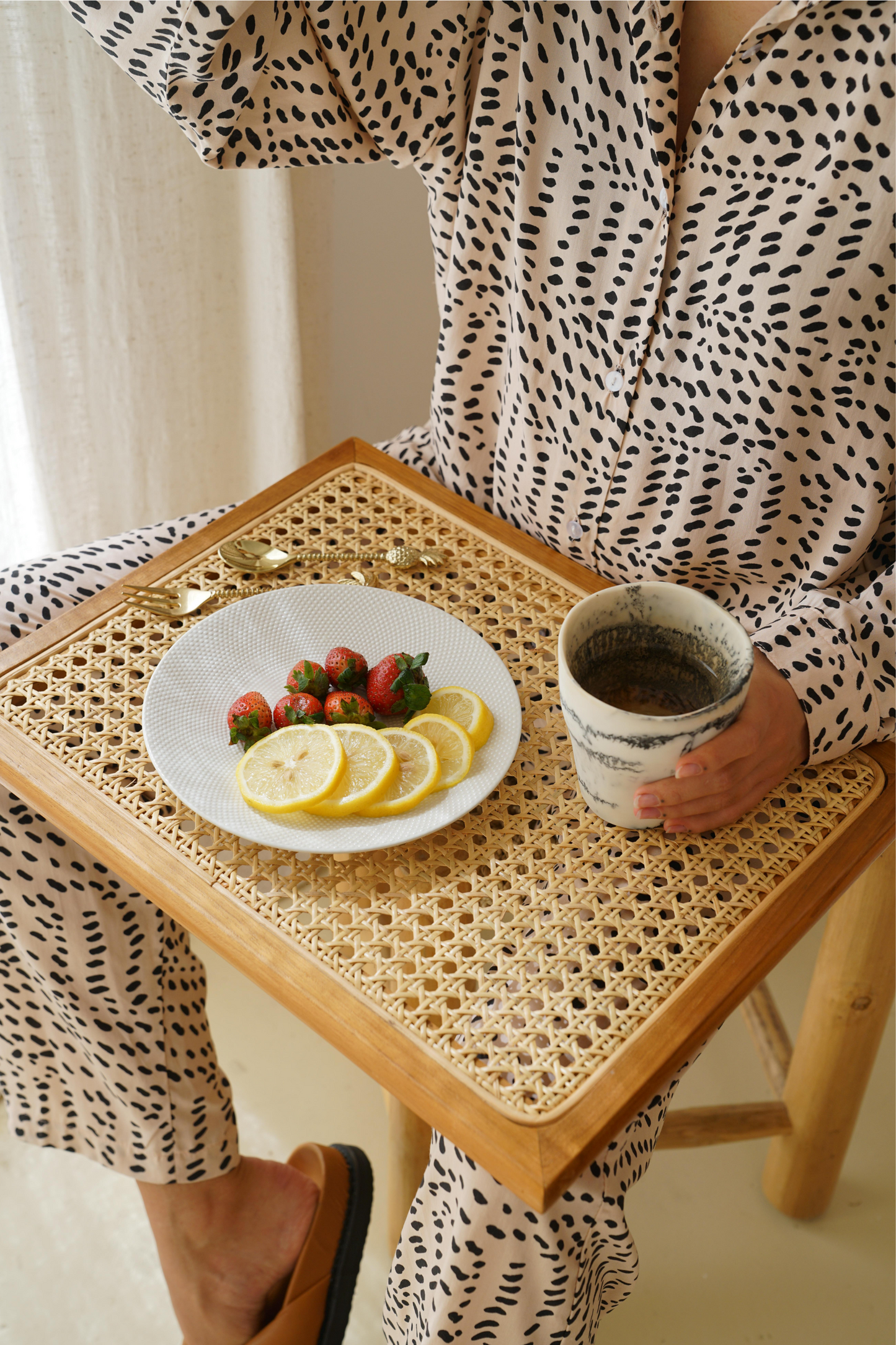 Ella Cane and Teakwood Decorative Tray